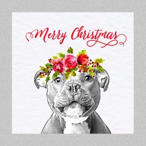 Staffy Christmas Card - Holly Crown