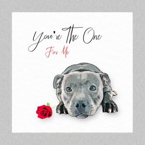 Grey Staffordshire Bull Terrier Valentines Day card